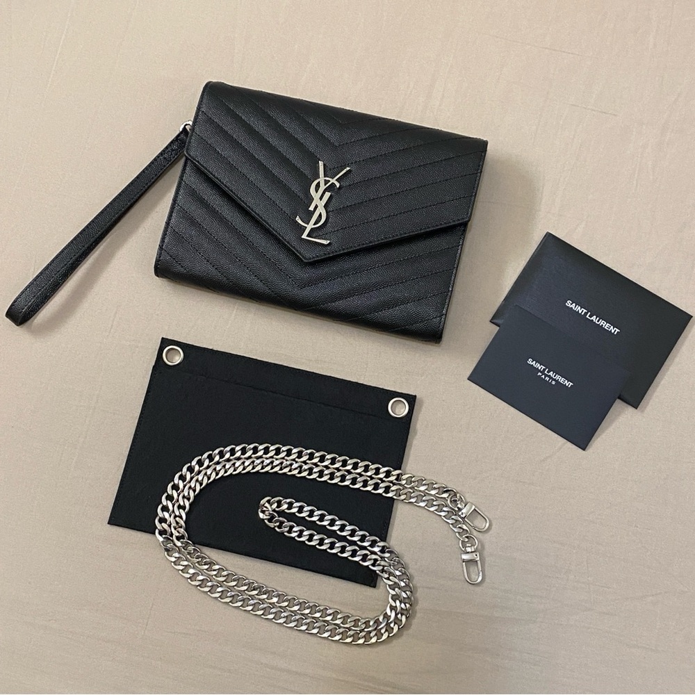 (SOLD) YSL Cassandre Matelassé Flap w/ wristlet + chain insert! 🖤